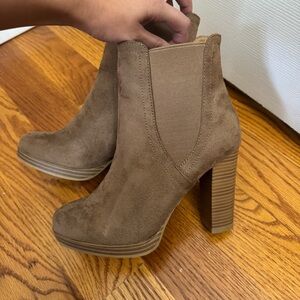 Charlotte Russe Tan/Taupe Heeled Booties